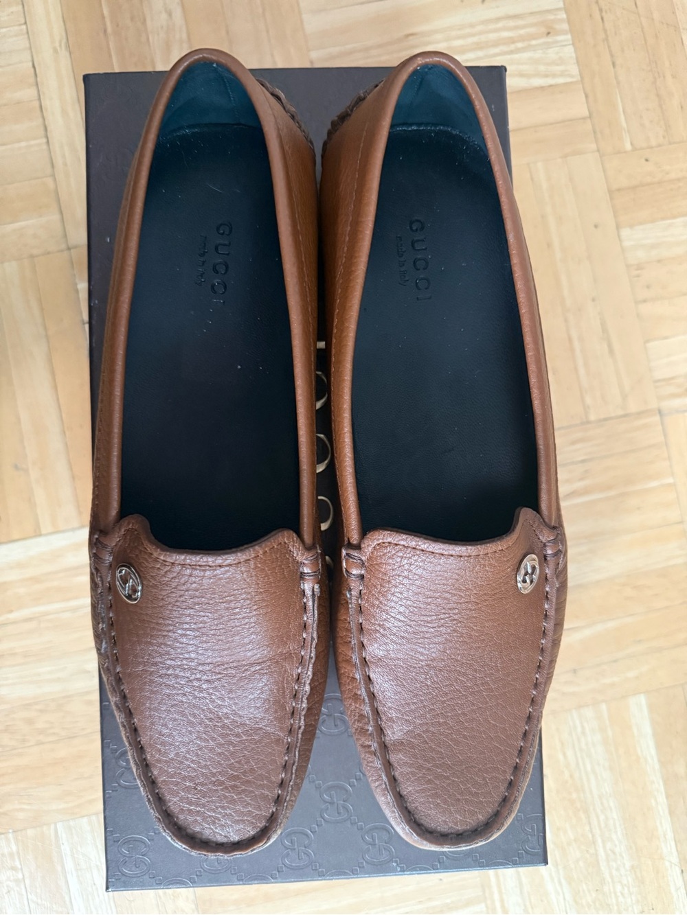 Gucci Brown Leather Driving Loafers
